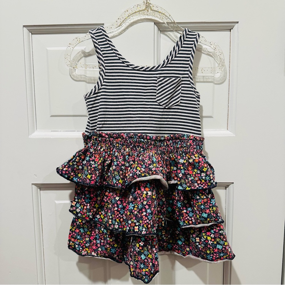 Jillians Closet Striped and Floral Kids 95% Cotton Summer Dress